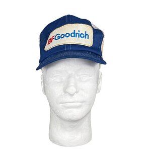 Vintage BFGoodrich Blue & White Trucker Hat Mesh Snapback Adjustable 70's